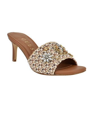 GUESS Women's Weekful Embellished Mid Heel Sandals - Macy's | Macy's