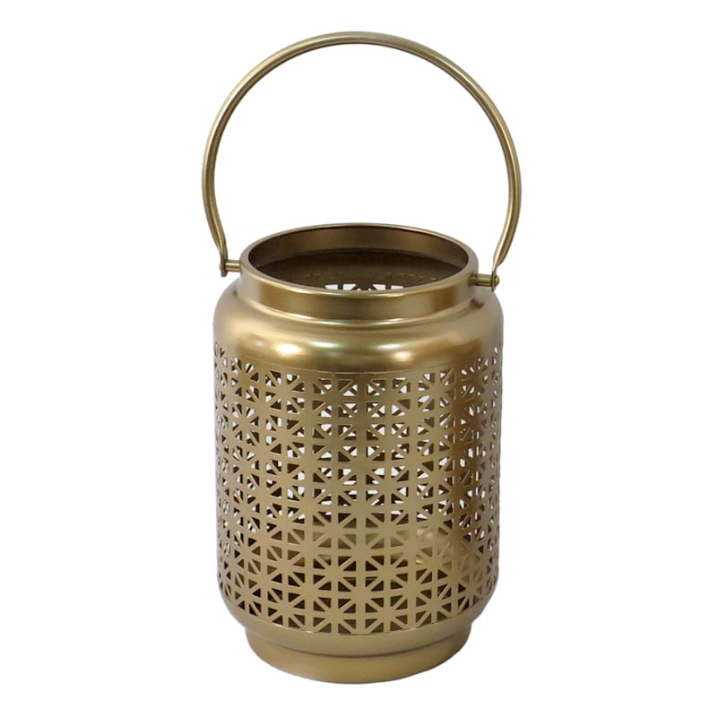 Gold Metal Punch Lantern, 10" | At Home