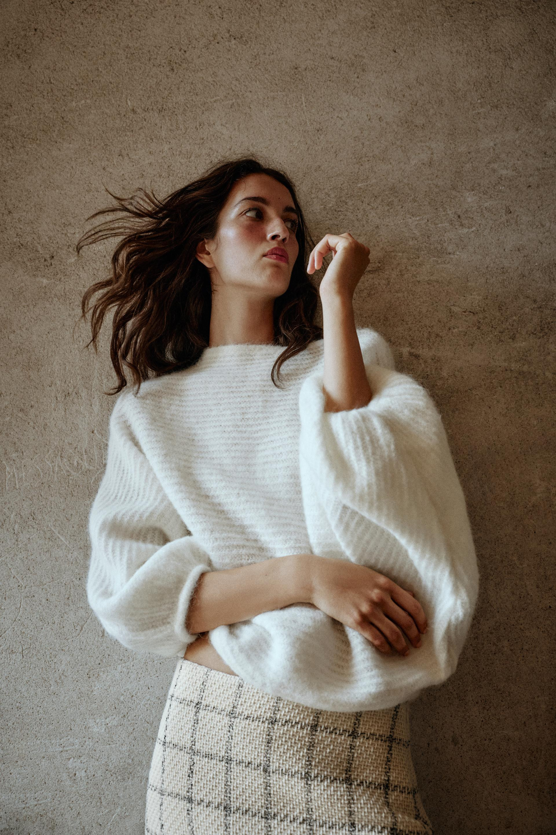 Zara - Volume Sleeve Sweater - Ecru - L - Woman | Zara US
