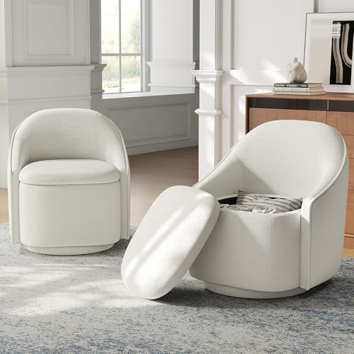 LINSY Swivel Accent Chair Set of 2, Comfy Chenille Barrel Chairs with Storage 360 Swivel Modern A... | Amazon (US)