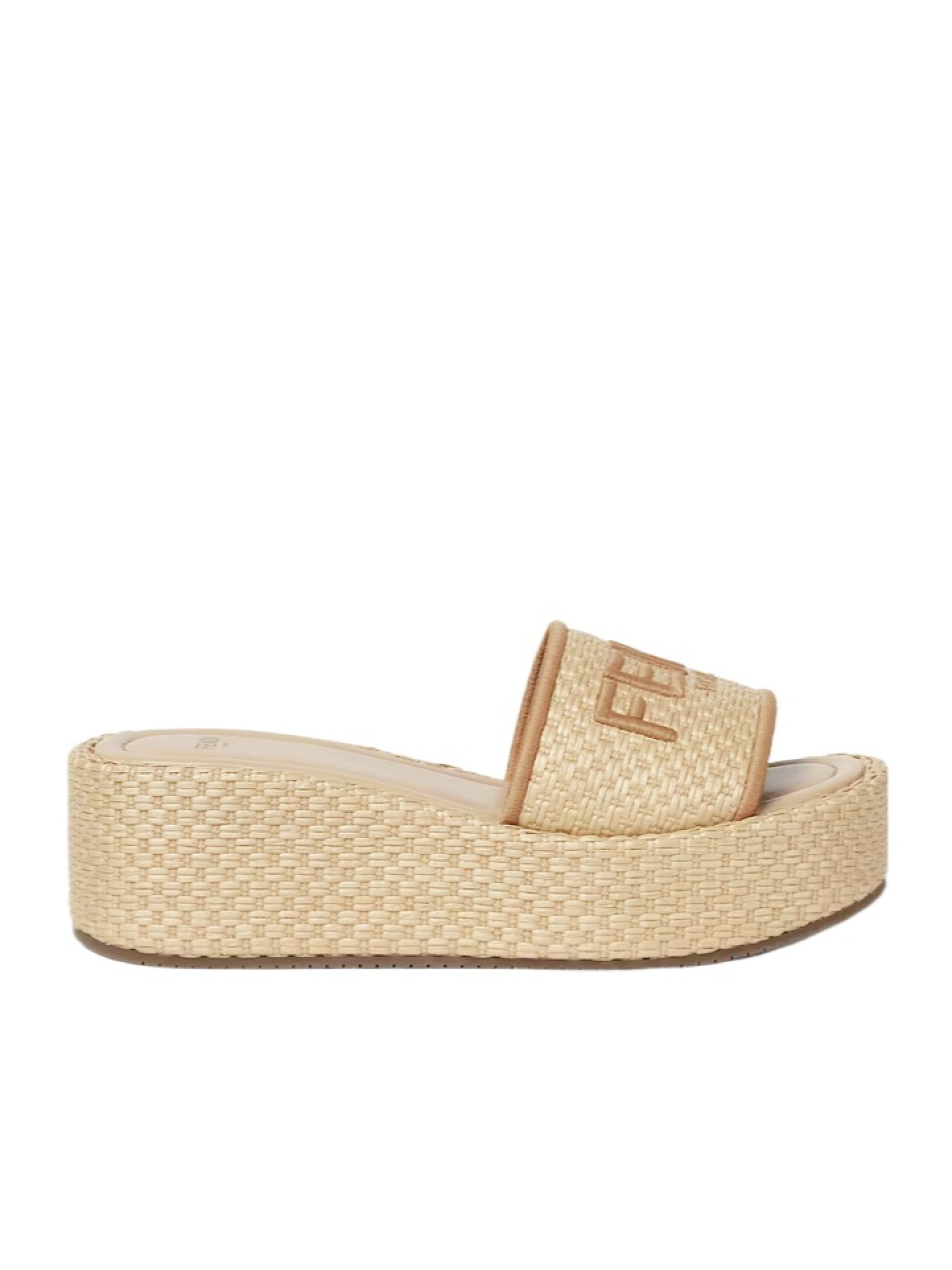Beige raffia Flatform Slides | Senser US