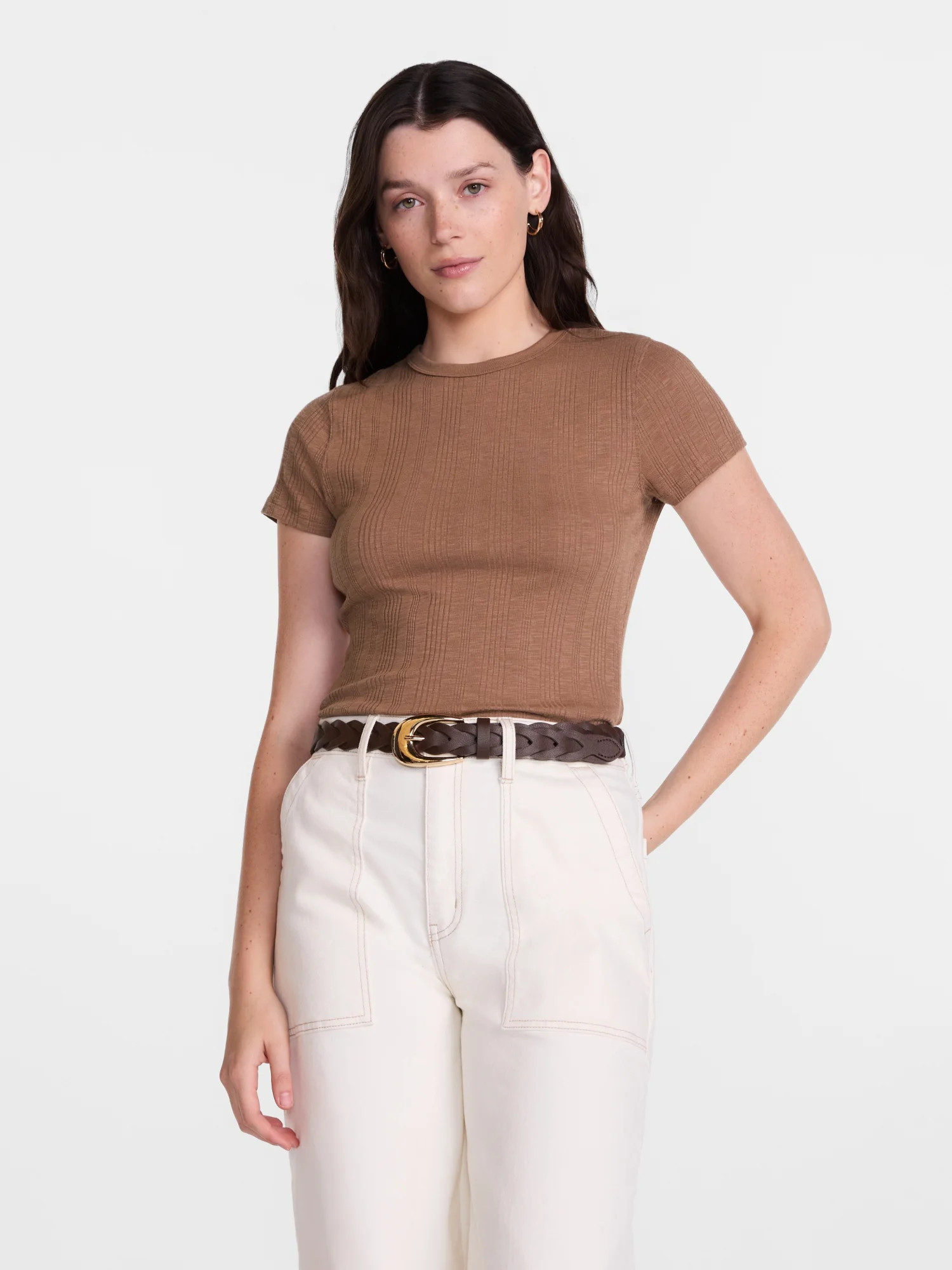 Scenario Women's Variegated Rib Tee with Short Sleeves, Sizes XS-XXXL | Walmart (US)