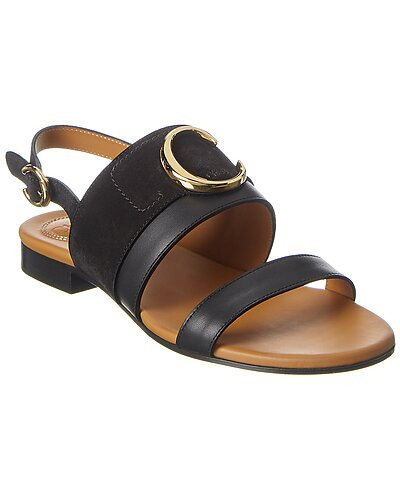 Chloé C Plaque Leather & Suede Sandal | Ruelala