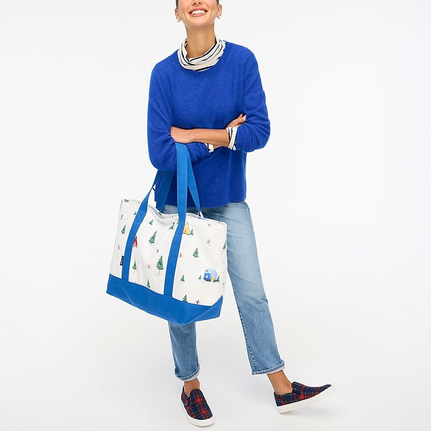 Ski-print structured canvas tote bag | J.Crew Factory