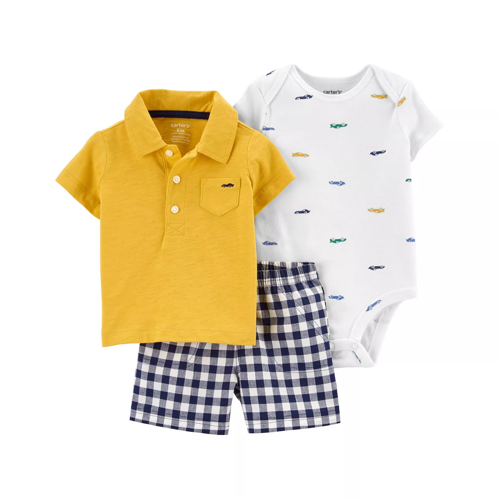 Baby Boy Carter's 3-Piece Car Bodysuit, Polo & Little Shorts Set, Infant Boy's, Size: 24 Months, Yel | Kohl's
