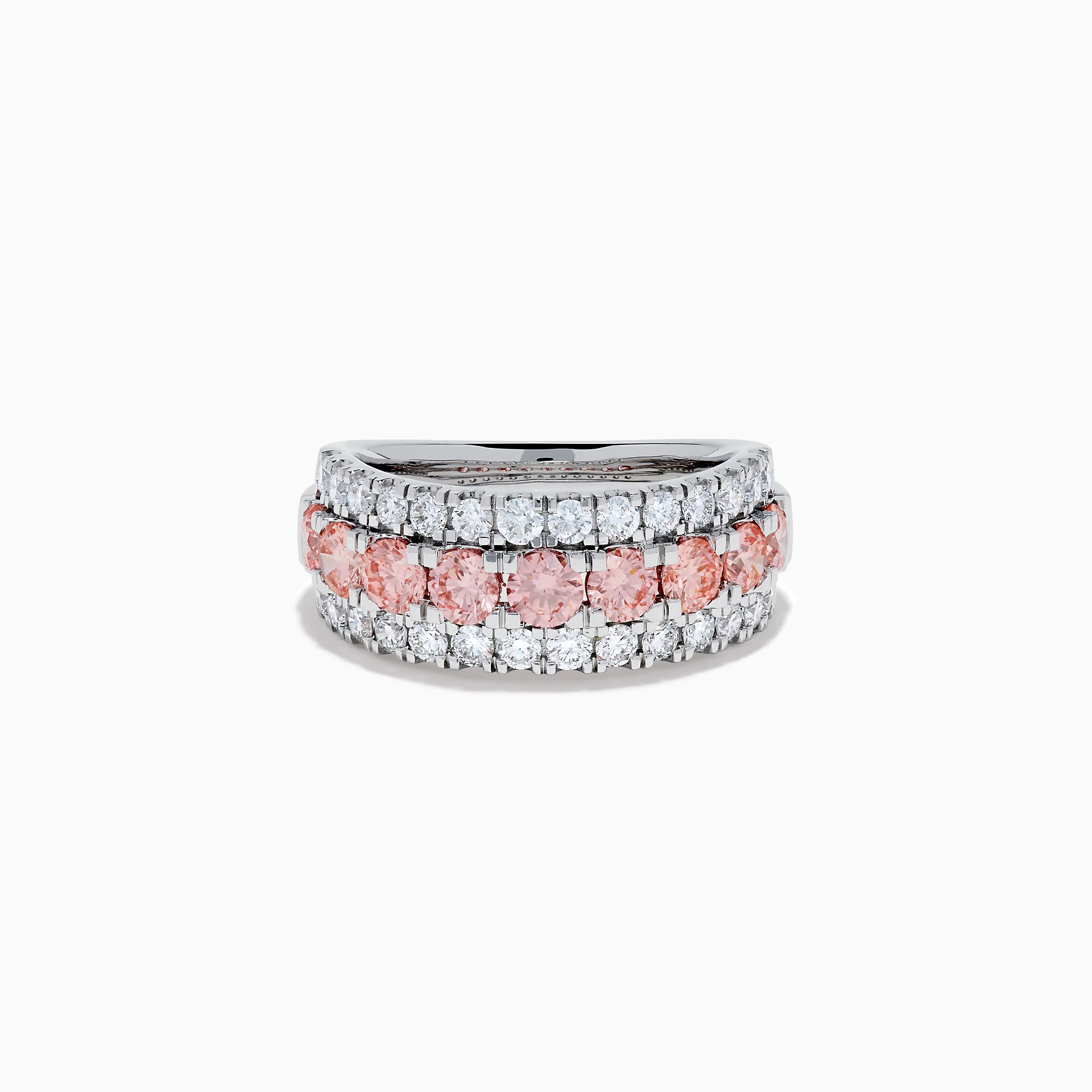Lab Grown Pink and White Diamond Wide Band Ring in 14K White Gold | Effy Jewelry