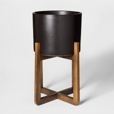 Wood & Stoneware Indoor Planter Large - Black - Project 62™ | Target