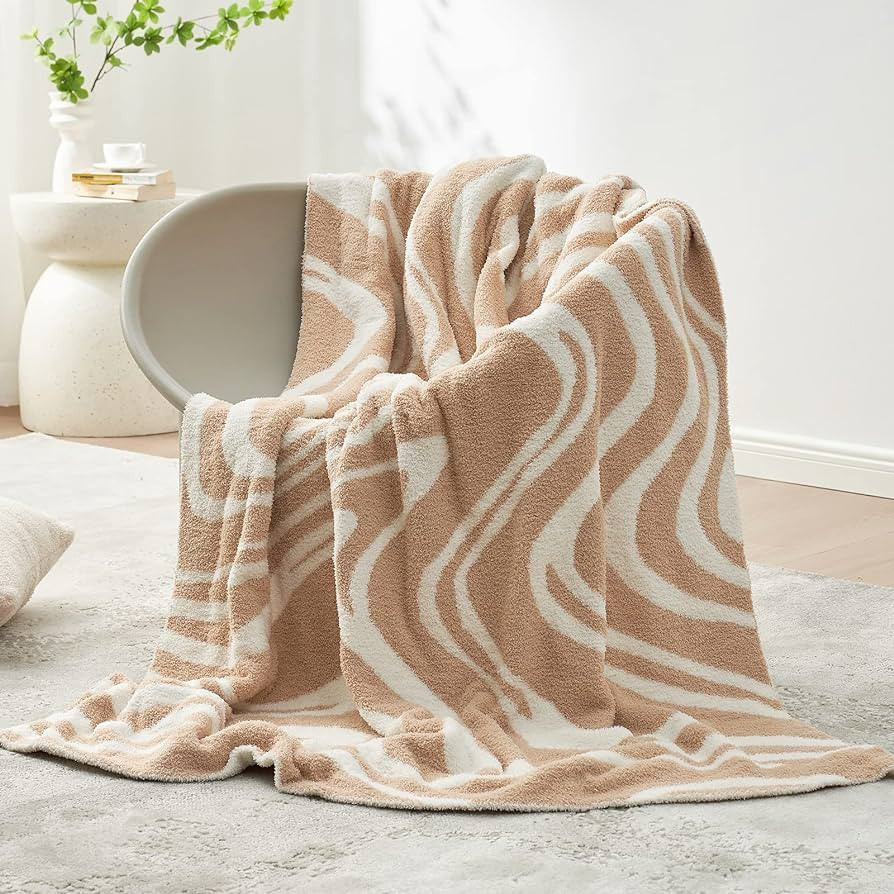 Snuggle Sac Marbel Tan Throw Blanket for Couch, Reversible Super Soft Blankets Warm Cozy Knit Fuz... | Amazon (US)