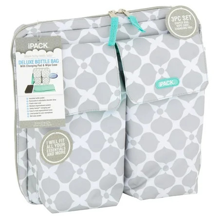 iPack Deluxe 2-Bottle Baby Bottle Cooler Bag, Gray/White/Green, 3-Piece Set - Walmart.com | Walmart (US)