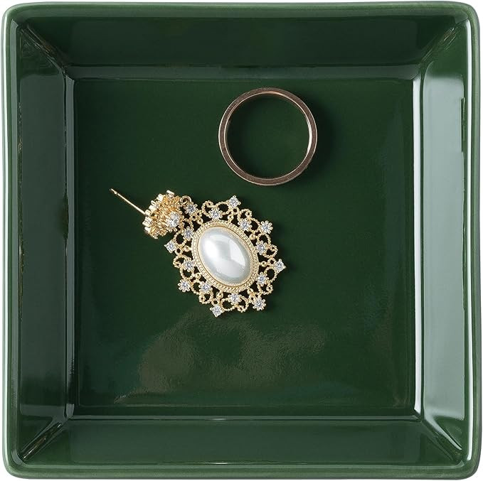 Ceramic Ring Dish, Jewelry Dish Holder, Small Trinket Tray Plate for Earrings Rings Necklaces Key... | Amazon (US)