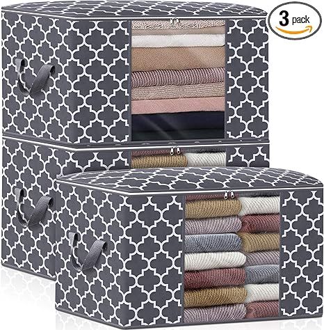 WISELIFE Storage Bags 100L 3-Pack Large Blanket Clothes Organization and Storage Containers for B... | Amazon (US)