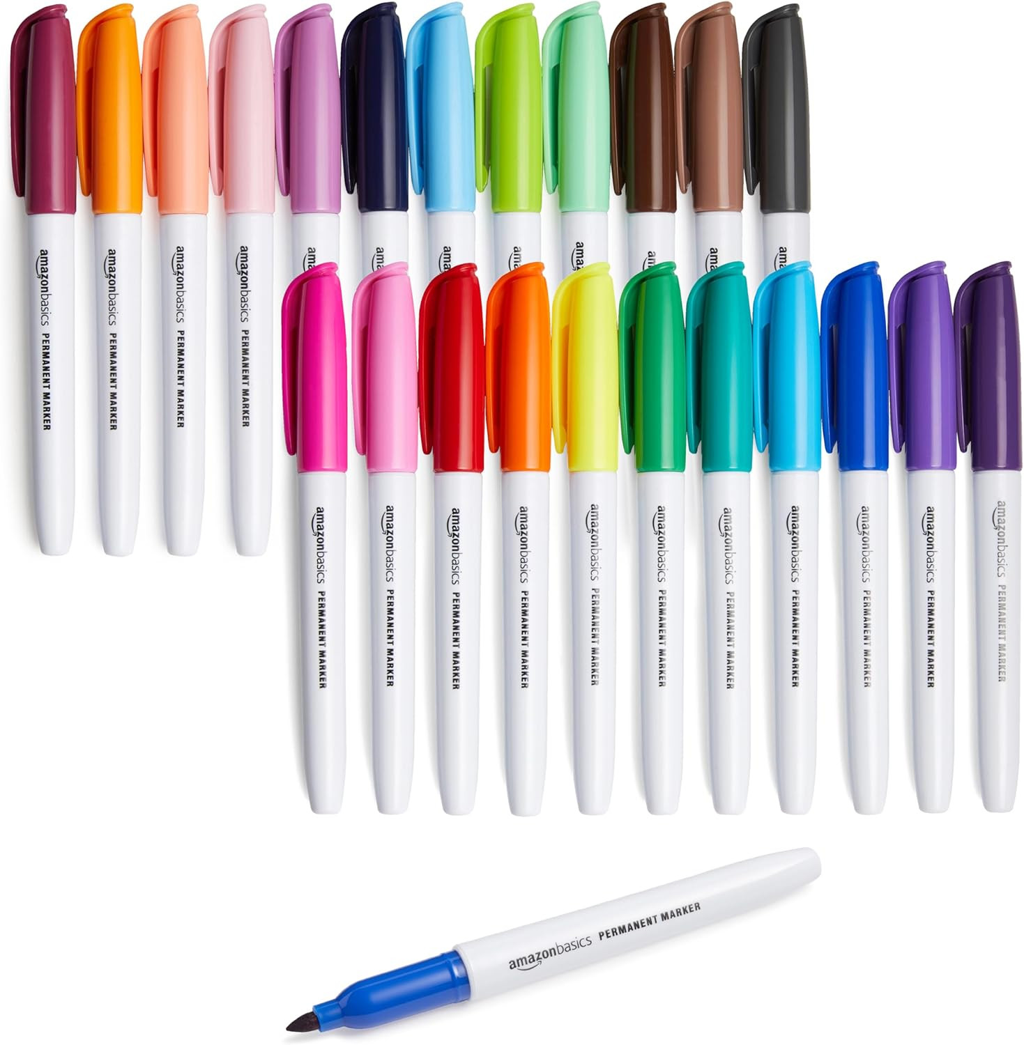 Amazon Basics Fine Tip Point Permanent Markers for Office, School, and Home Use, Assorted Colors,... | Amazon (US)