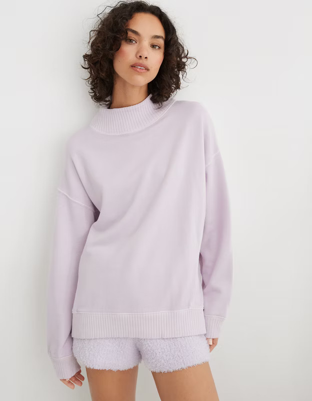 Aerie Down-To-Earth Oversized Mockneck Sweatshirt | Aerie
