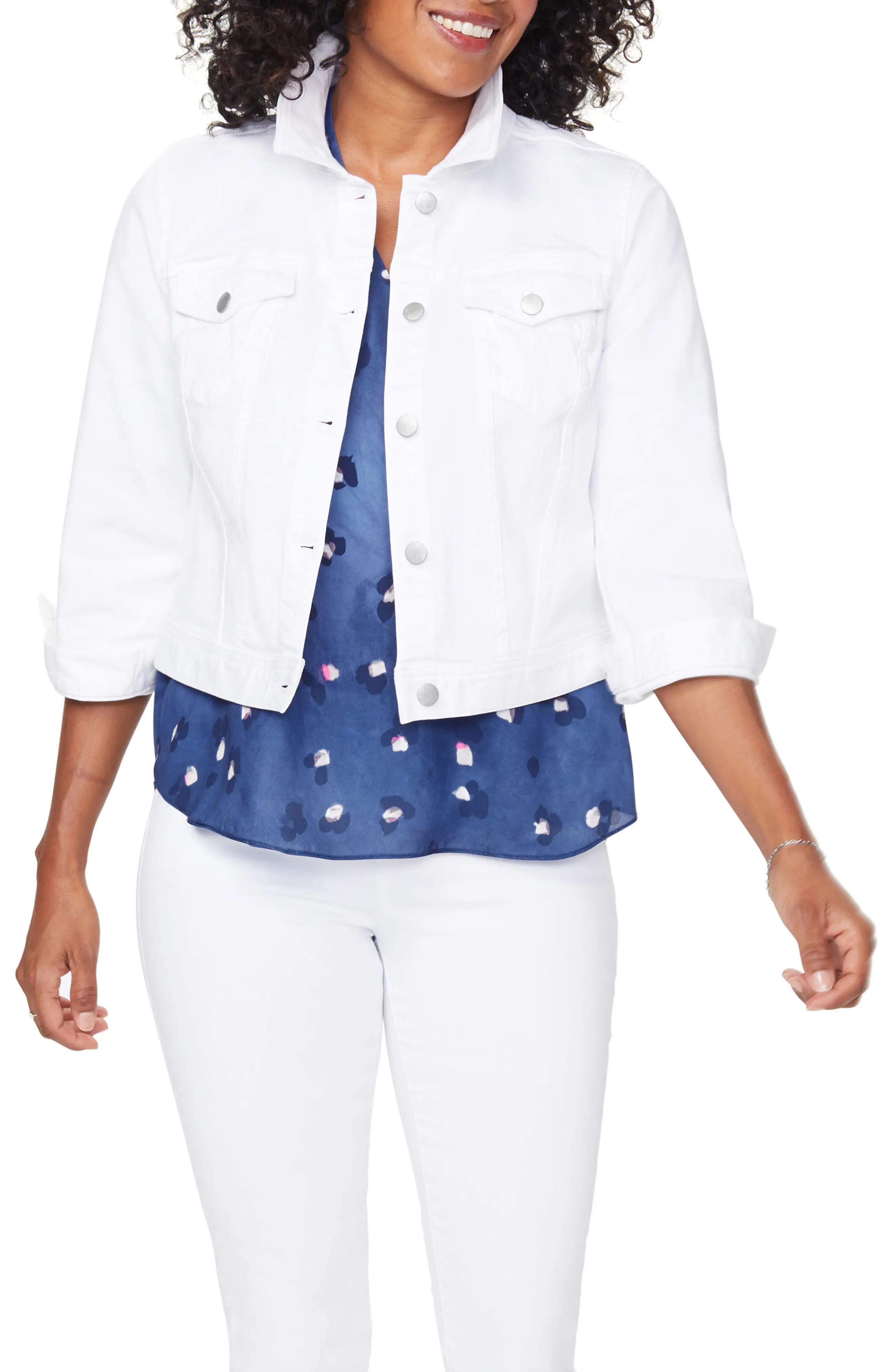 Women's Nydj Slim Denim Trucker Jacket, Size XX-Small - White | Nordstrom