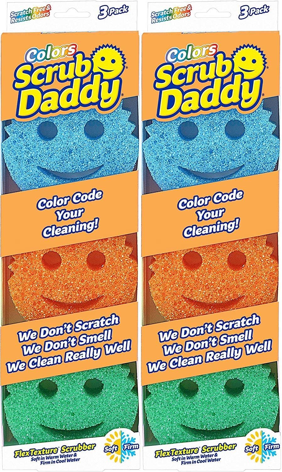 Scrub Daddy Sponge Set - Colors - Scratch-Free Scrubbers for Dishes and Home, Odor Resistant, Soft i | Amazon (US)