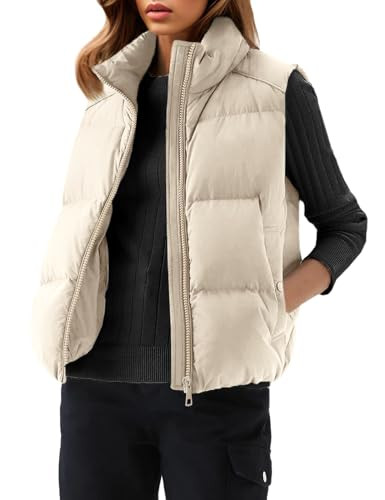 PHISOCKAT Womens Puffer Vest Sleeveless Quilted Vest Women Stand Collar Zip Up Puffy Vest Lightweight Padded Outerwear | Amazon (US)