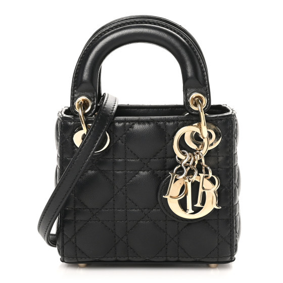 Lambskin Cannage Micro Lady Dior Black | FASHIONPHILE (US)