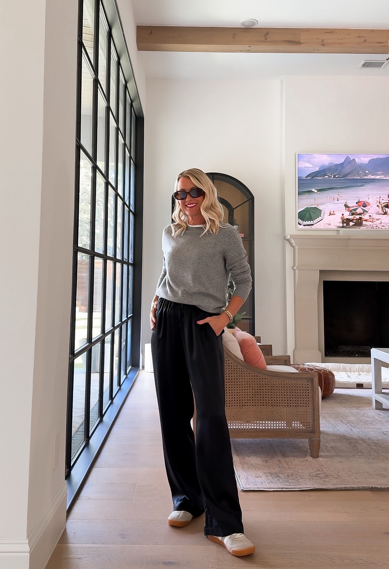 Pants: small 
Sweater: Small 

#LTKOver40 #LTKSeasonal #LTKStyleTip