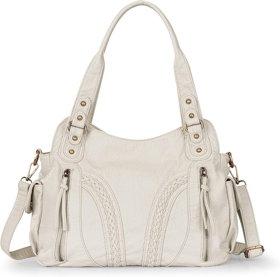 Montana West Washed Leather Hobo Bags for Women Roomy Handbags with Crossbody Strap | Amazon (US)
