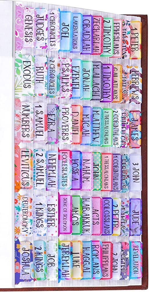 Colorful Floral Bible Tabs Laminated with Matte Film, Cute Bible tabs for Women and Girl, 90 Bibl... | Amazon (US)