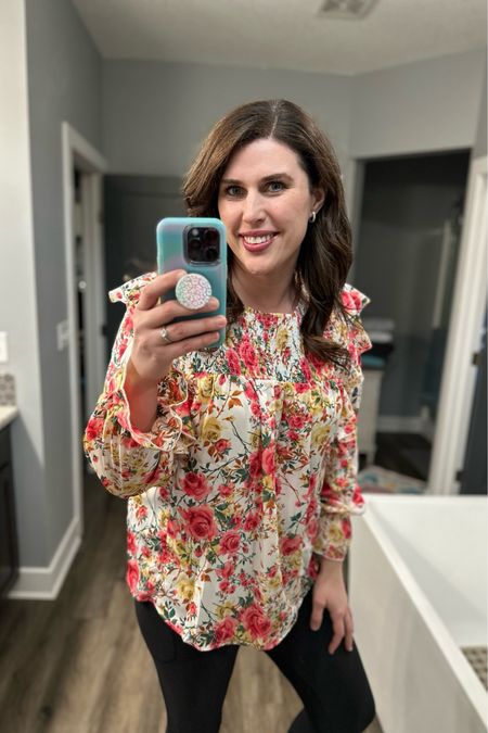 Lightweight and flowy with fun ruffles! The shoulders and sleeves both have ruffles! Flattering top, I really love it! 

#LTKstyletip #LTKSeasonal #LTKmidsize