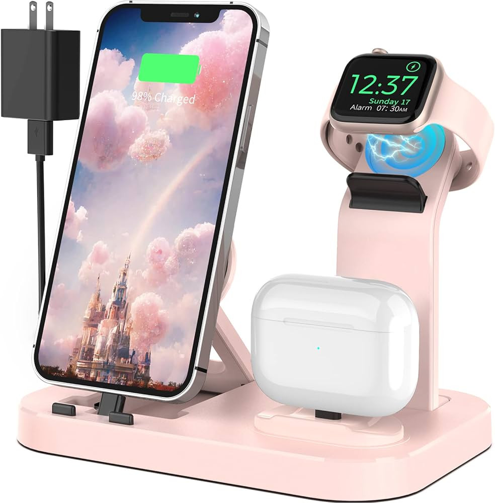 OLEBR Charging Station for Apple Multiple Devices, 3 in 1 Fast Charger Station Dock for iPhone Se... | Amazon (US)