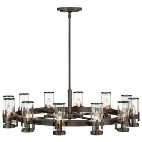 Hinkley Reeve 35 3/4" Wide 12-Light Black Brass Finish Ring Chandelier - #040A2 | Lamps Plus | Lamps Plus