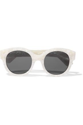 Round-frame marbled acetate sunglasses | The Outnet US
