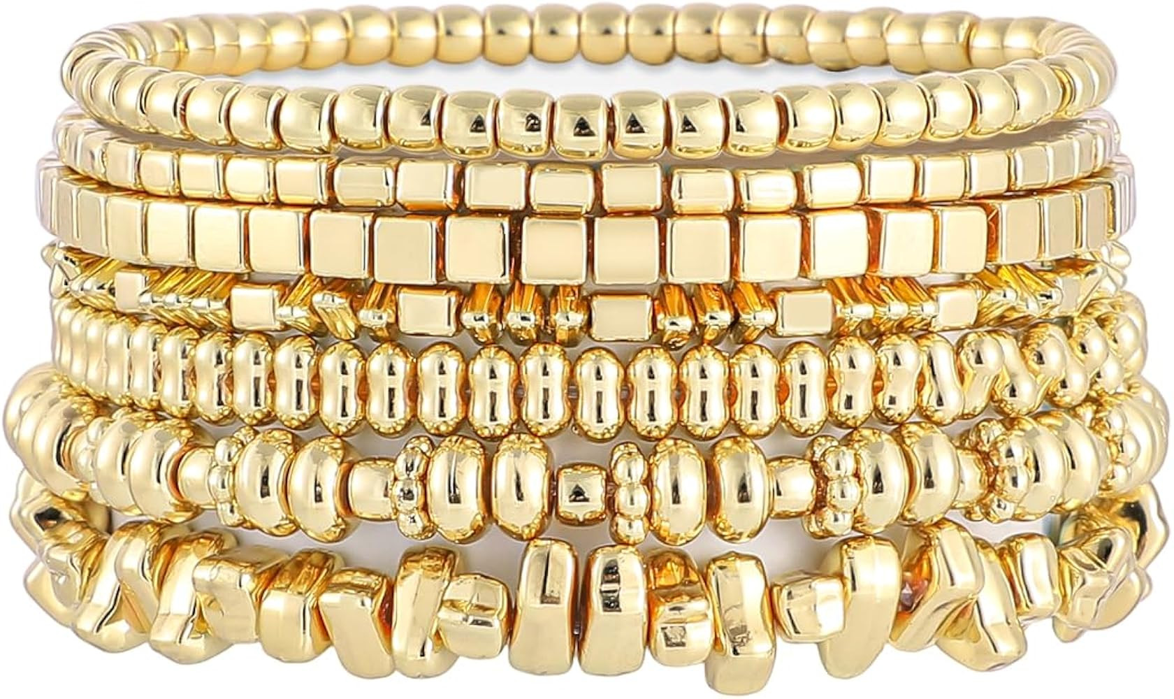 Sajidos Gold Plated Beaded Bracelets for Women Trendy, 14K Gold Plated Stack Cross Pearl Gold Pla... | Amazon (US)