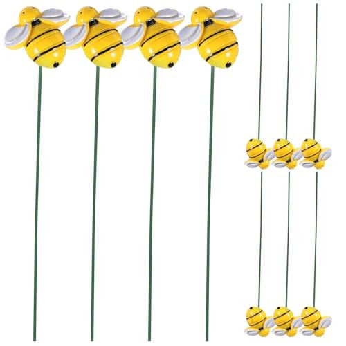 GANAZONO Bee Garden Stakes Decoration, 10pcs Bee on Sticks Yards Art Sign Flower Pot Bed Bee Yard Stake Ornament for Patio Yard Lawn Plant Pot Outdoor Decor Yellow | Amazon (US)