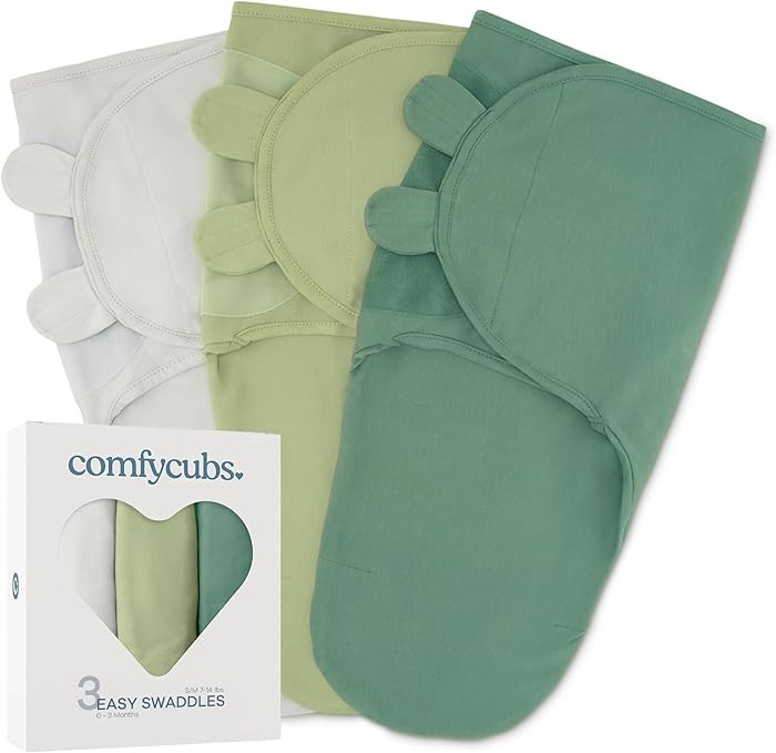 Comfy Cubs Easy Swaddle Blanket, 3 Pack - 100% Cotton Newborn Wrap, Small for 0-3 Months Infants,... | Amazon (US)