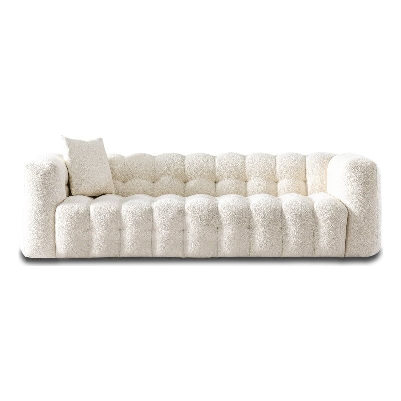 Marsi Luxry Modern Chesterfield Cream French Boucle Fabric Couch - Walmart.com | Walmart (US)