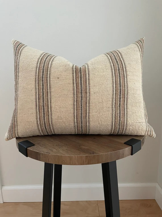 Designer Wool stripe pillow cover | 14x20 | Etsy (US)