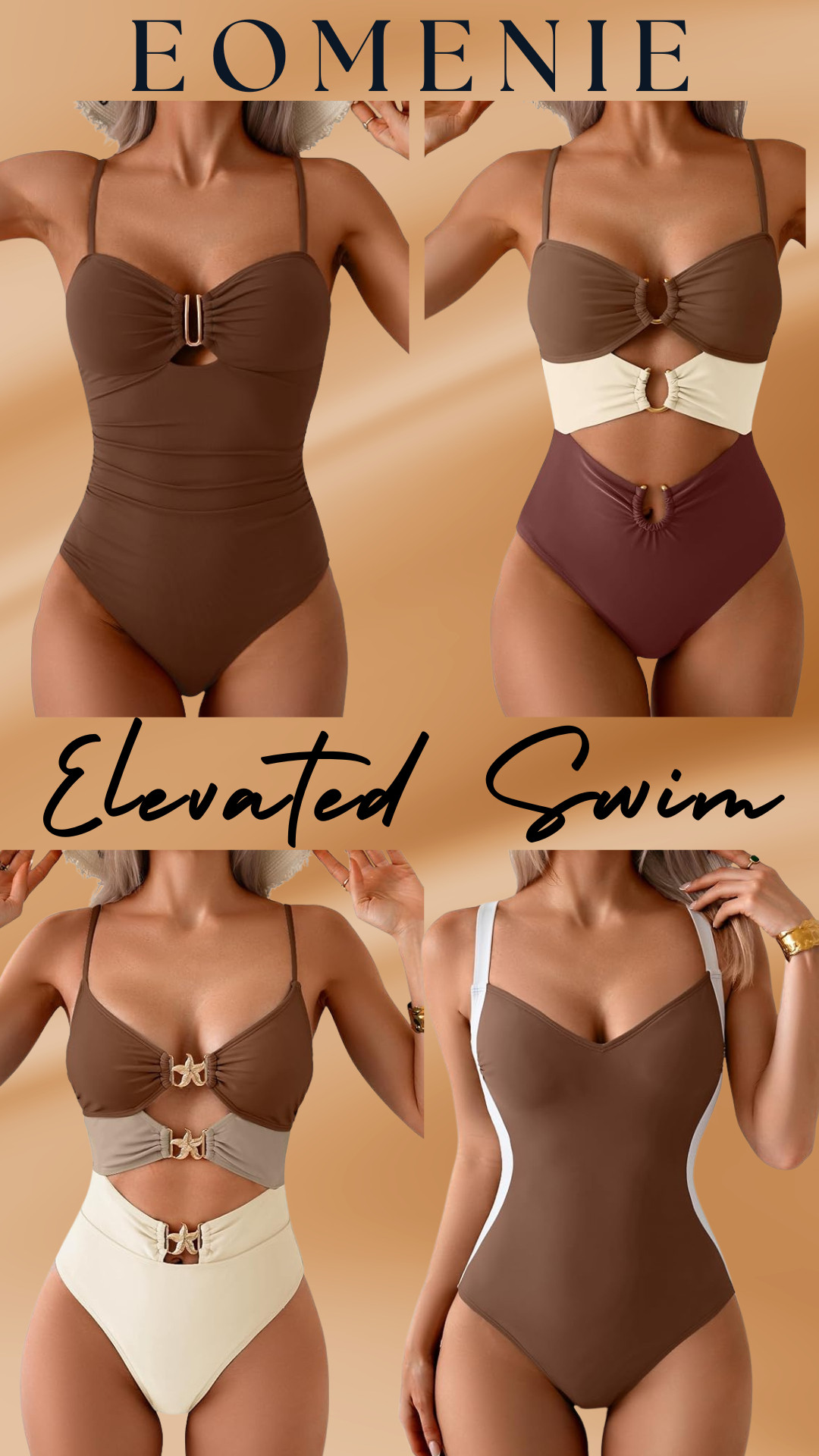 Elevated Swim by Eomenie ☀️

EOMENIE one piece swimsuits are some of the best tummy control one piece swimsuits I’ve found on Amazon that look expensive but are actually affordable (most under $50).

These have that elevated, luxury resort wear and pool party look while still being comfortable, flattering, and very slimming, especially with the structured tops, wrap styles, and compression fabric that help smooth the stomach and define the waist.

These one piece swimsuits are perfect for moms, postpartum, tummy control, modest swimwear, vacations, resort trips, cruises, pool days, beach vacations, honeymoons, pool parties, bachelorette trips, and summer outfits when you want something that holds you in, smooths the midsection, supports the bust, and still looks chic and elevated.

I always look for details like ruching through the stomach area, structured bust support, adjustable straps, built in cups, compression fabric, high cut legs, and full coverage bottoms because they hold everything in, are very flattering on the tummy area, and give that designer swimwear look without the high price.

Brand: Eomenie
Styles: one piece swimsuit, tummy control one piece, ruched one piece, wrap one piece, structured one piece, slimming one piece, modest one piece
Colors: chocolate brown, mocha, tan, neutral, beige, cream, brown and cream color block

If you’re looking for flattering one piece swimsuits, resort wear swimsuits, pool party swimsuits, tummy control one pieces for moms, or affordable swimsuits that look designer, these are such good Amazon swim finds.

↓ Everything is linked! 

 

#LTKSeasonal #LTKSwim #LTKTravel