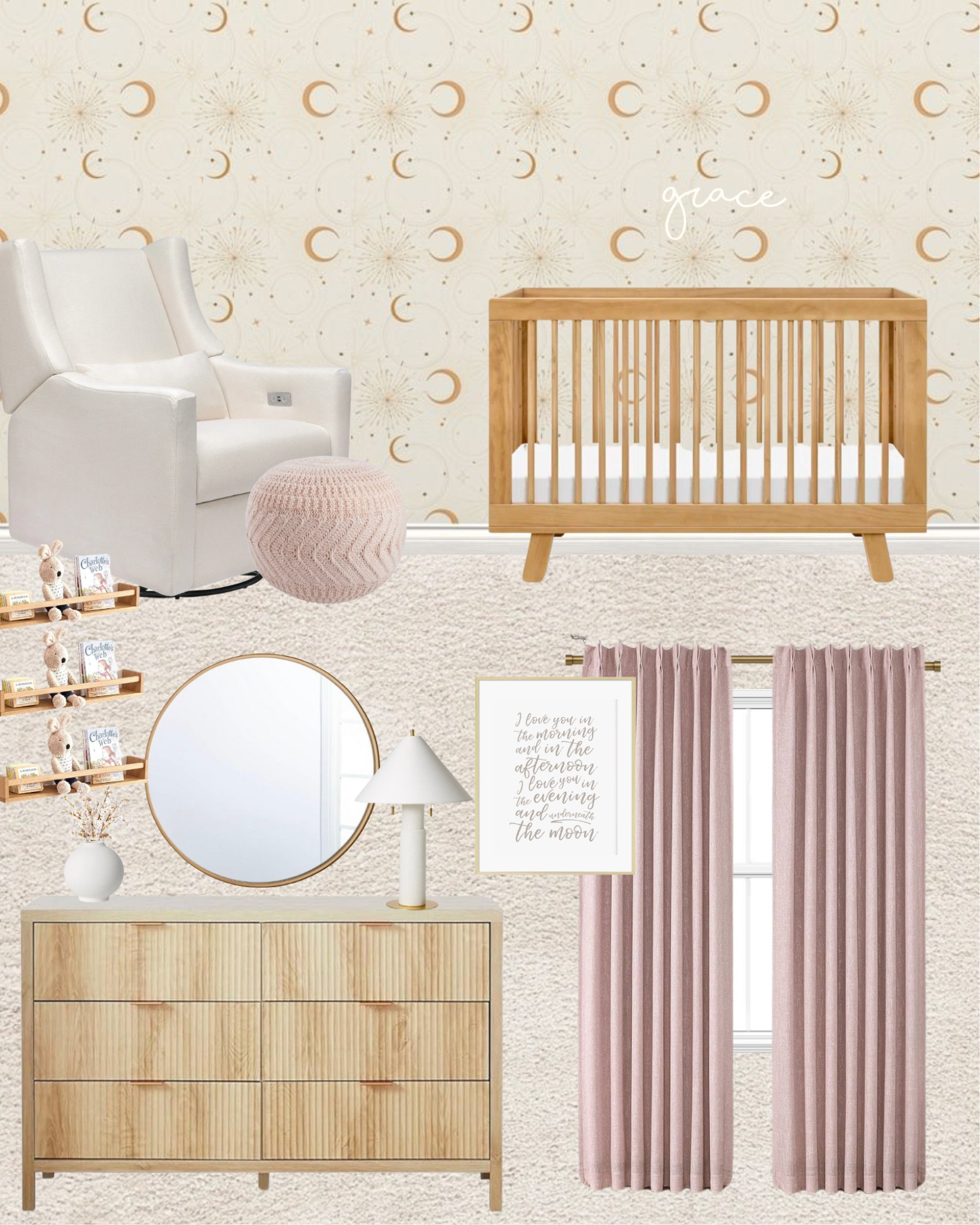 Girl nursery, nursery, crib, dresser, glider, nursery wallpaper, nursery curtains

#LTKFamily #LTKHome #LTKBaby