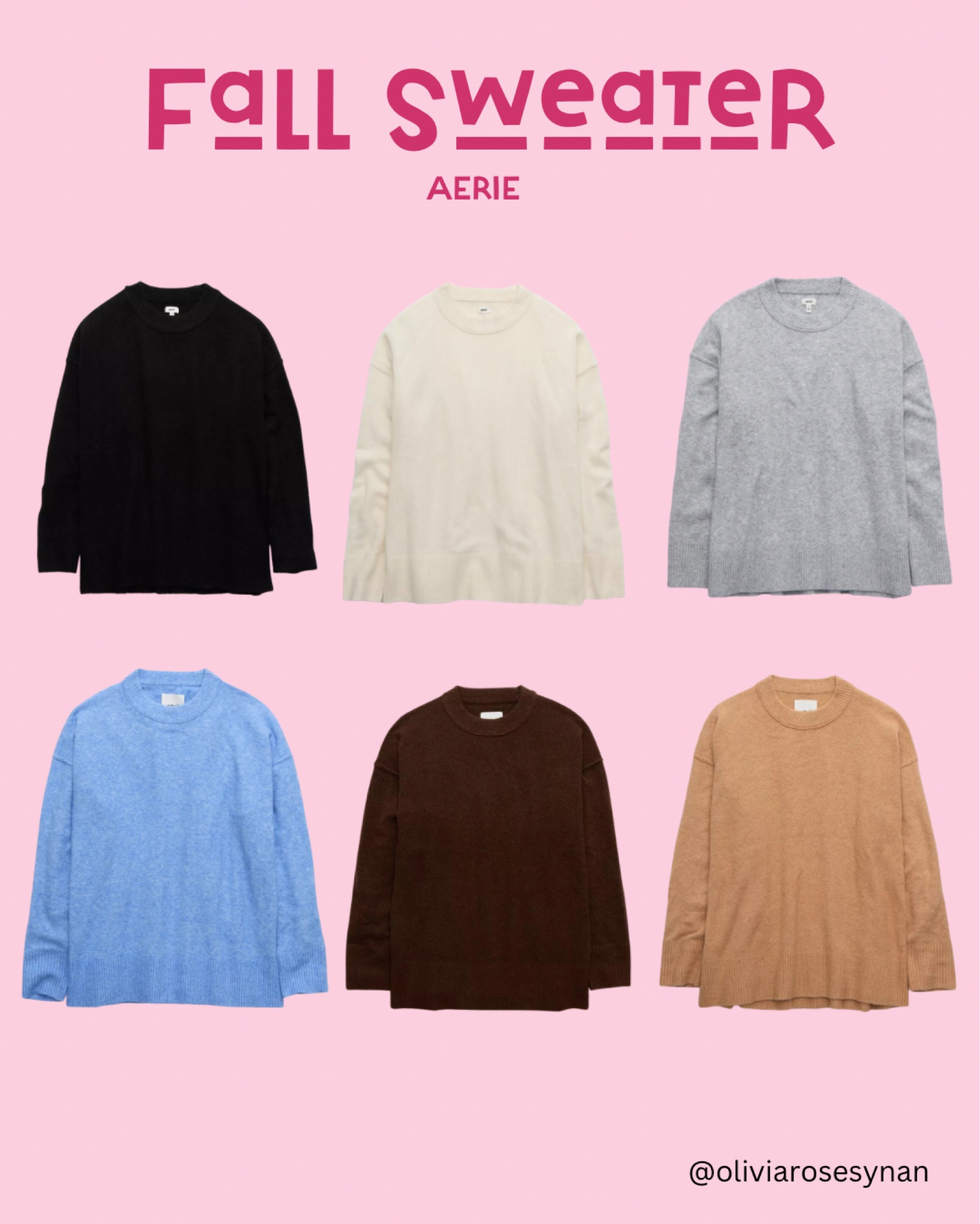 Pair this aerie sweater with leggings and Uggs and you’re SET for the cold weather!! This sweater is typically $60 but it is on sale right now for $41!!

Black sweater, cream sweater, white sweater, gray sweater, pink sweater, blue sweater, burgundy sweater, navy blue sweater, brown sweater, fall outfits, teacher outfits, fall fashion, oversized sweater, oversized sweatshirt 

#LTKSale #LTKSeasonal #LTKfindsunder50
