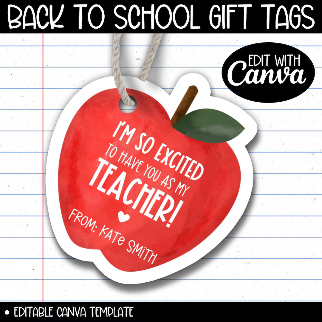 Happy 1st Day of School Gift Tag, I'm so Excited to Have You as My Teacher Apple Gift Tags, First... | Etsy (US)