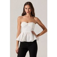 ASTR the Label | Melia Strapless Pleated Peplum Top in White | Size L | ASTR The Label (US)