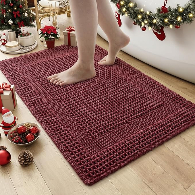 AMOAMI Waffle Bath-Mat, Absorbent Bath Mats for Bathroom Non Slip, Machine Washable Bathroom Rugs... | Amazon (US)
