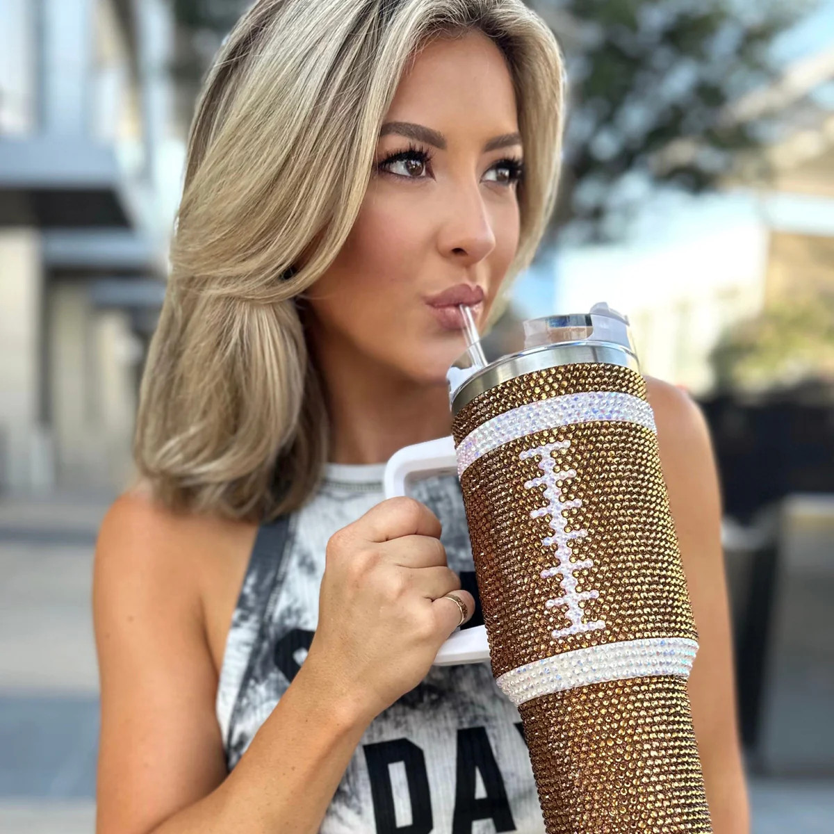 Crystal Football "Blinged Out" 40 Oz. Tumbler | BuddyLove