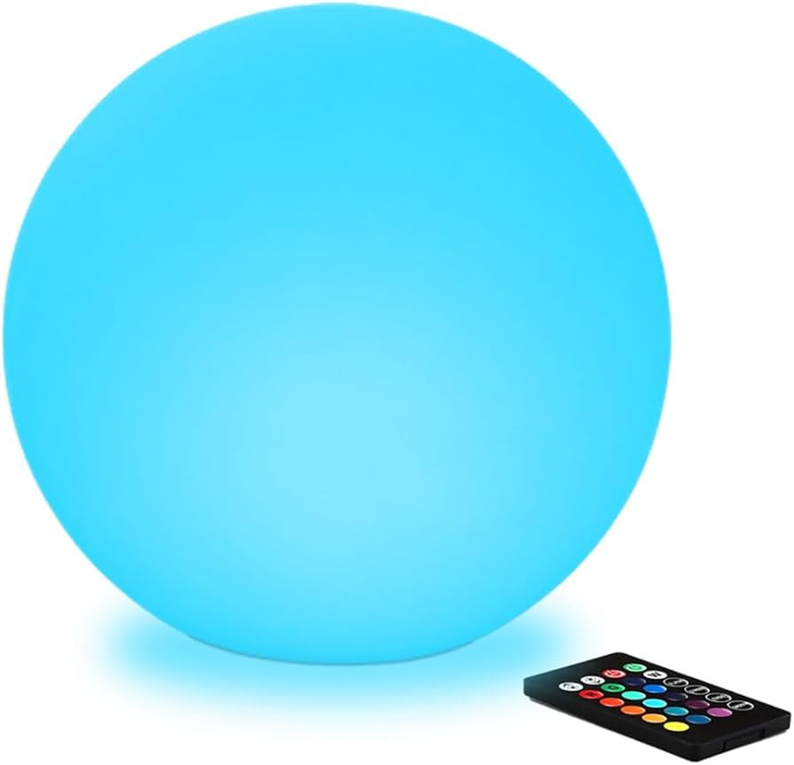 BALMOST 12-in LED Glowing Ball Light, Rechargeable LED Globe Orb Light w/Remote, Dimmable RGB Col... | Amazon (US)