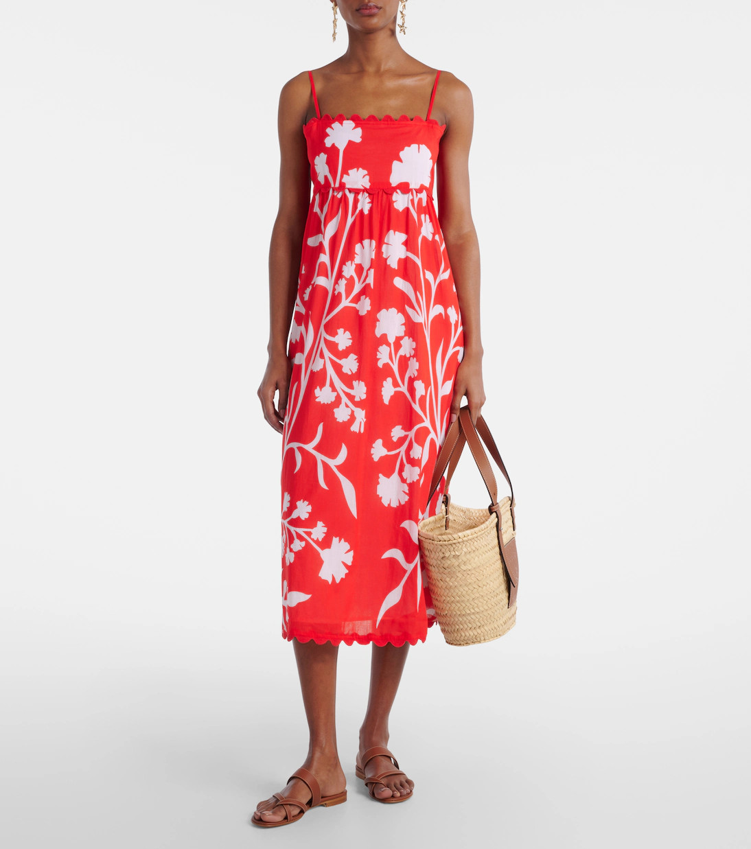 Printed scalloped cotton midi dress | Mytheresa (US/CA)