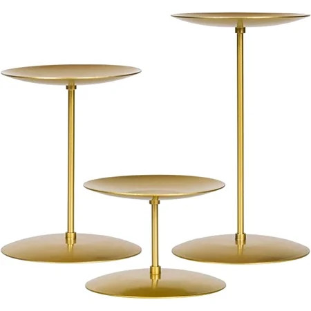 Gold Candle Holders Set of 3 Candelabra with Iron-3.5 Diameter Ideal for Pillar LED Candles | Walmart (US)