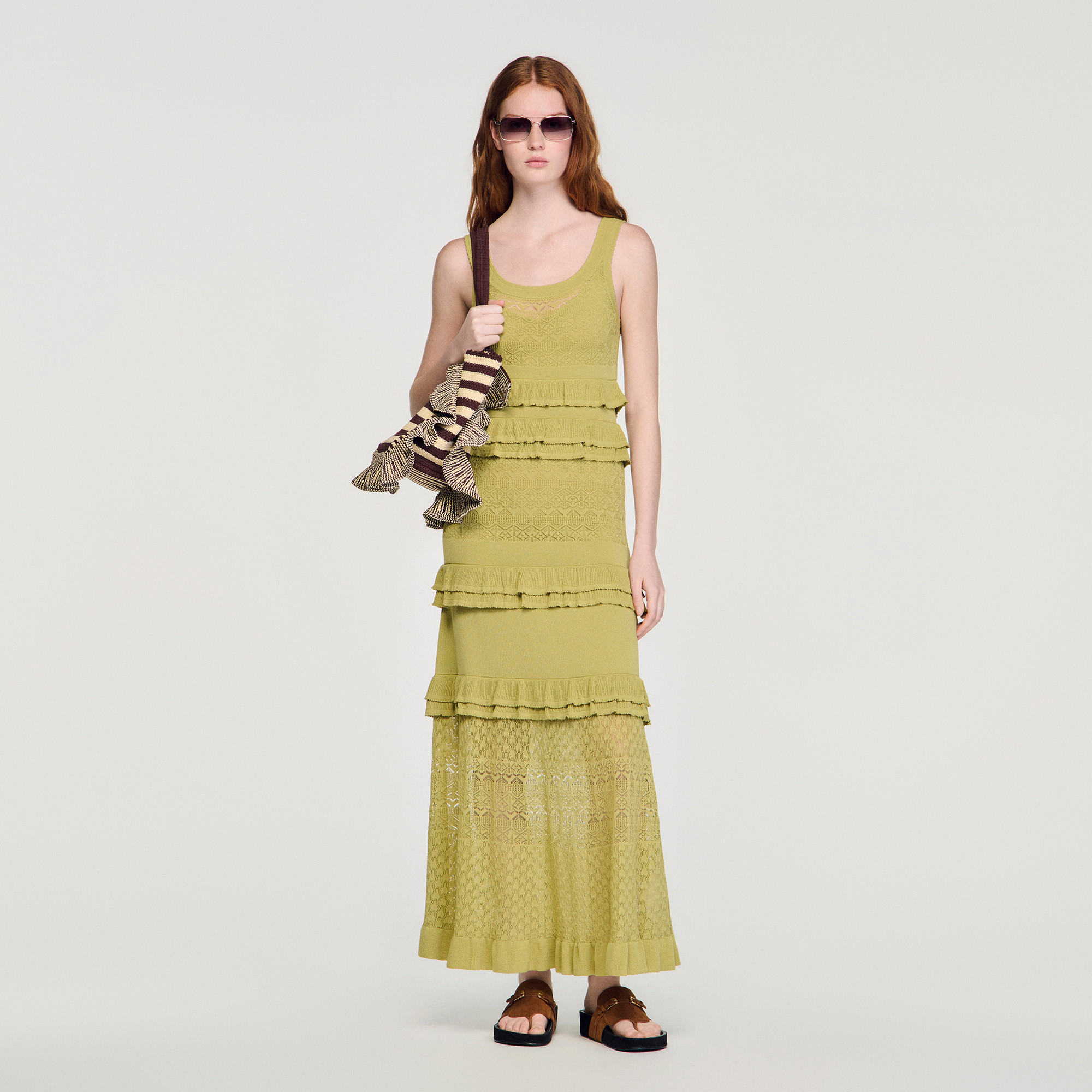 Ruffled knit maxi dress | Sandro US | Sandro-Paris US