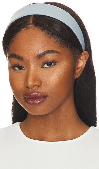 Faux Leather Cher Headband in Dusty Blue | Revolve Clothing (Global)