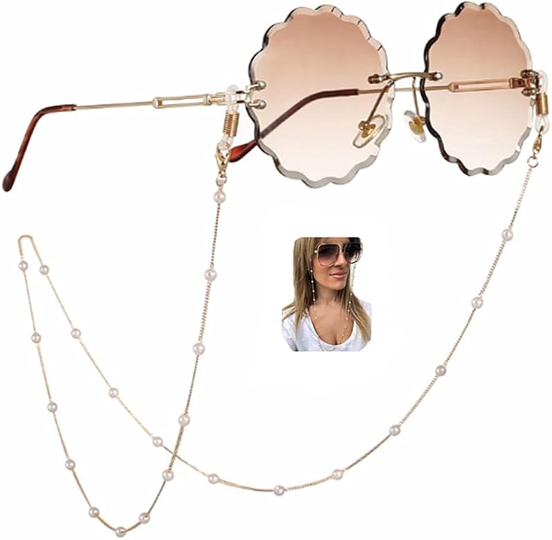 Sither Pearl Sunglasses Chian Reading Glasses Chain Strap Necklace for Women | Amazon (US)