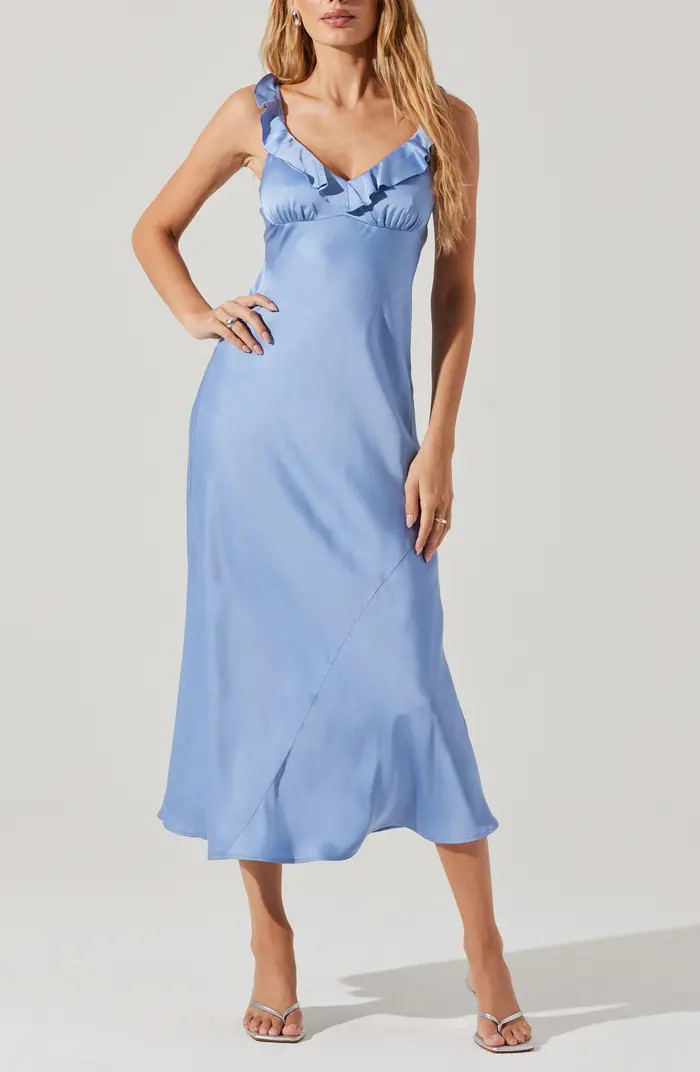 Zoie Ruffle Neck Satin Slipdress | Nordstrom