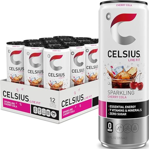 CELSIUS Sparkling Cherry Cola, Sugar Free Energy Drink, 12 Fl Oz (Pack of 12) | Amazon (US)