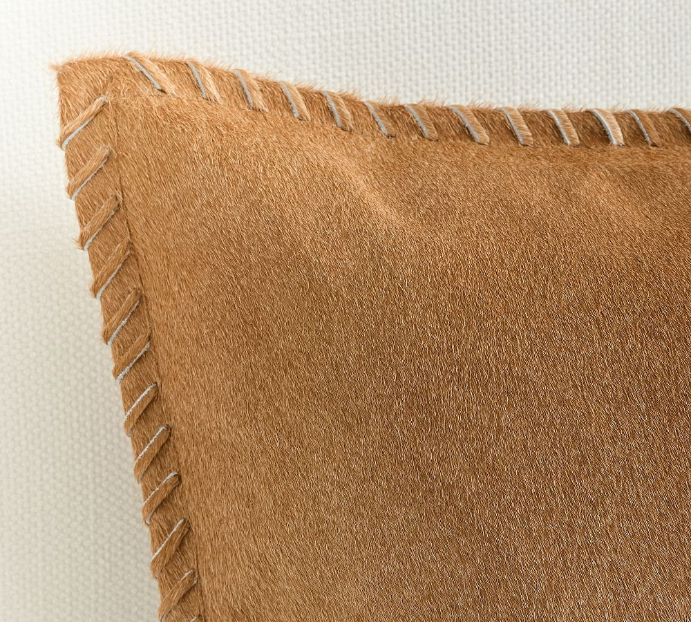 Pieced Hide Whipstitch Lumbar Pillow Cover | Pottery Barn (US)