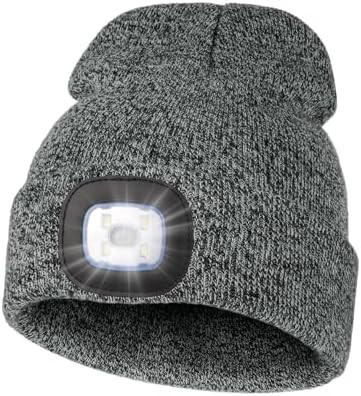 MELASA Unisex Hat with Light, USB Rechargeable Hands Free Headlamp LED Beanie, Winter Gifts for M... | Amazon (US)